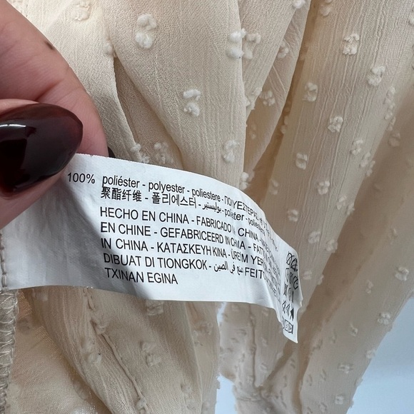 Zara Semi Sheer Swiss Dot Long Sleeve Button Down Blouse - Picture 7 of 8